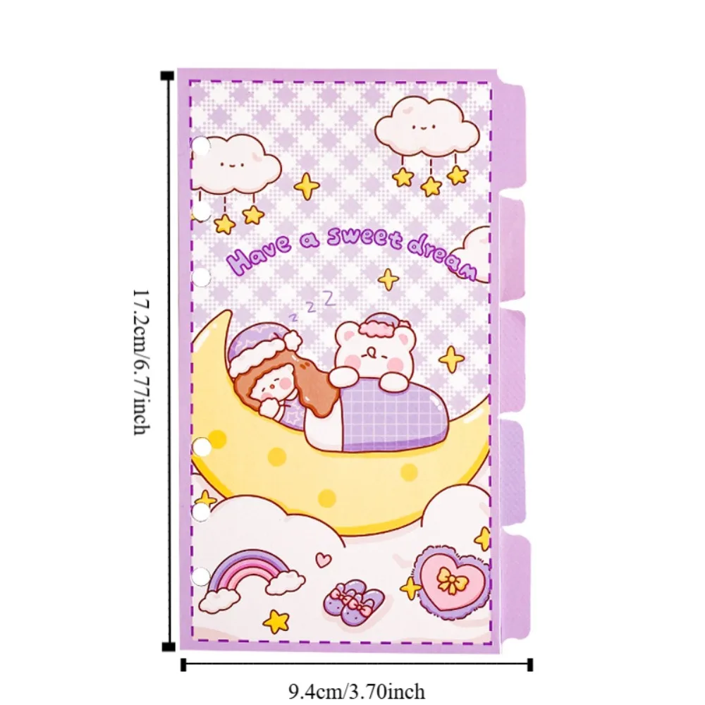5pcs Rabit A6 Loose Leaf Refill Paper Cartoon 6-hole Inner Refill Spiral Binder Paper Bear Indexing Cards
