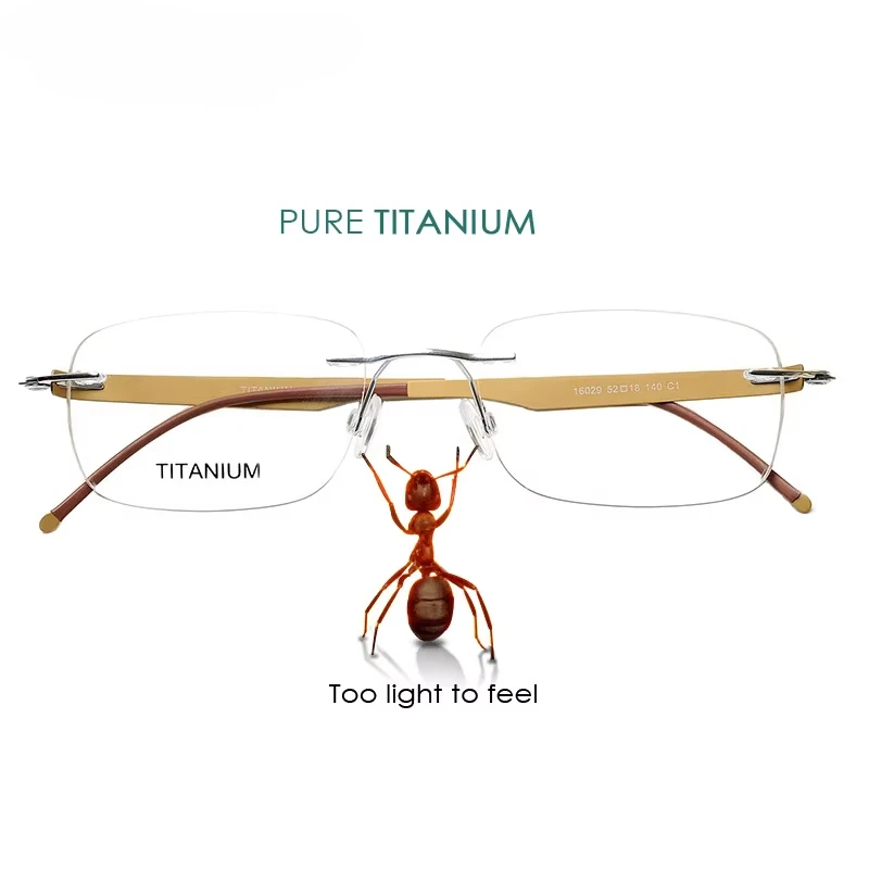 Pure Titanium Rimless Glasses Frame Men Luxury Brand Designer Optical Prescription Eyeglasses Women  Eyewear Men