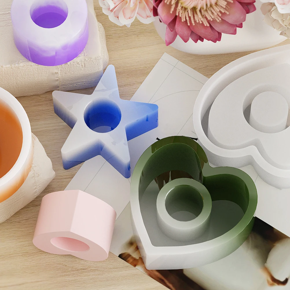 

Pentagram Holder Silicone Molds for DIY Craft Reusable Star Shaped Table Decoration Wax Molding Kits Easy Clean