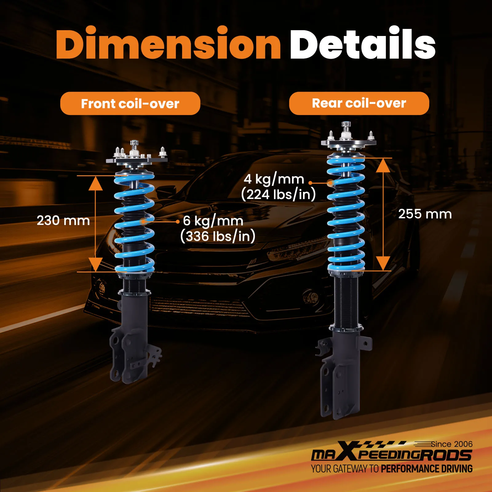 

Adjustable Camber Coilovers Shock Absorber Suspension Struts Kit for Toyota Camry SE/XSE 2012-2017 STREET Use