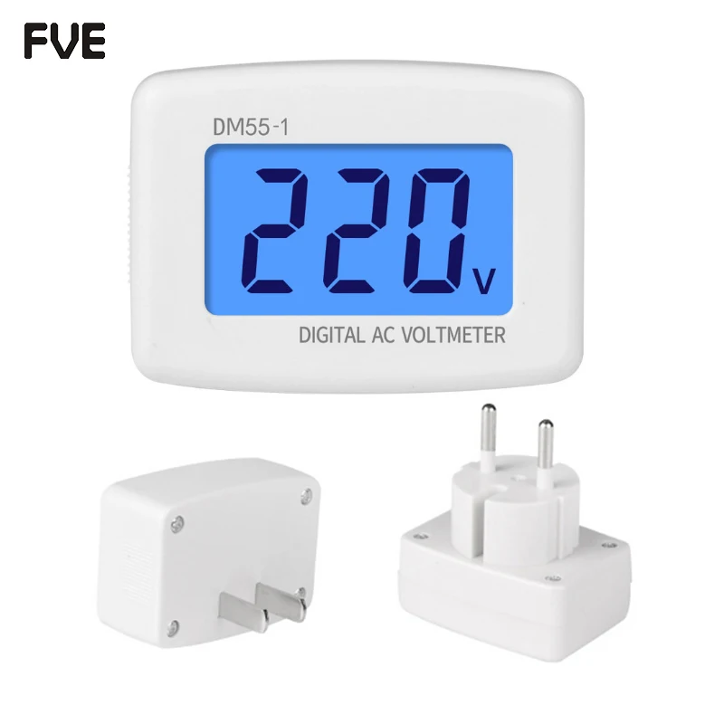 AC Panel Meter LCD blue backlight Digital Voltage meter tester Voltmeter 110/220V Switch EU/US Plug Volt Power Monitor