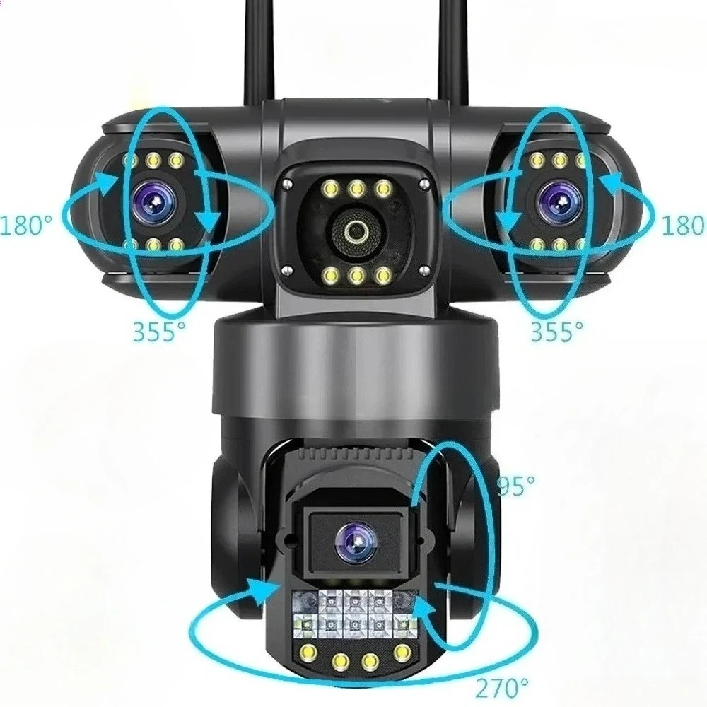 

3 Lens Surveillance Camera Wifi Network CCTV Camera 4G SIM Card Wireless 360 Monitor Outdoor Waterproof Security Cameras