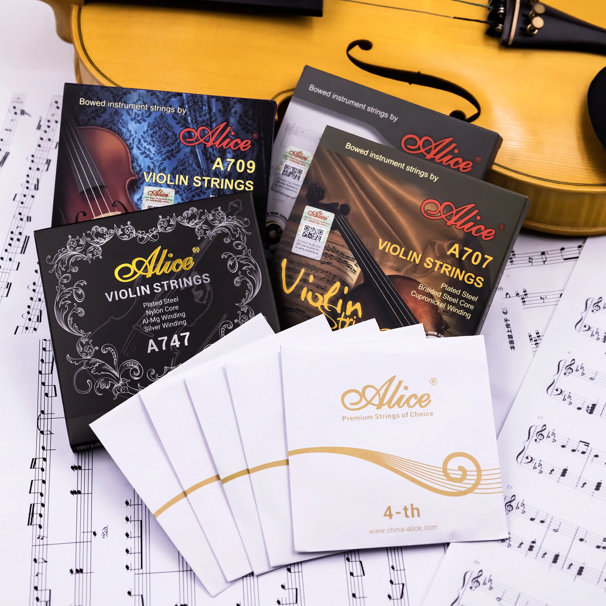 4/4 Alice Strings A747 Plated Steel Nylon Al-Mg Silver Core Winding 3/4 1/2 1/4 Fiddler string A703 EADG Professional violinist