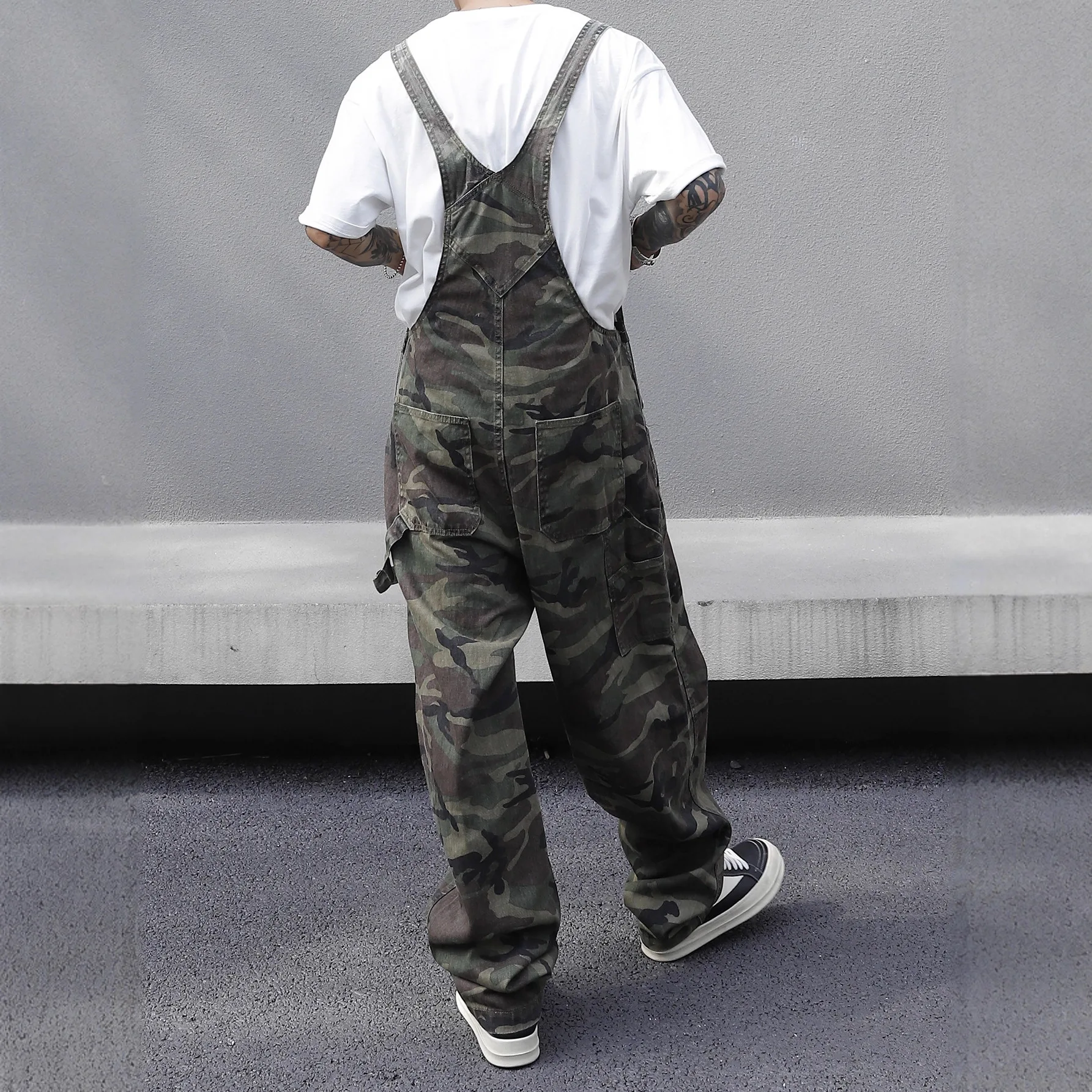 Jeans Man 100% Cotton Straight Legcamouflageworkwear Overalls Washed Craft Mid Waist Casual Street Men's Daily Pants 2026 New