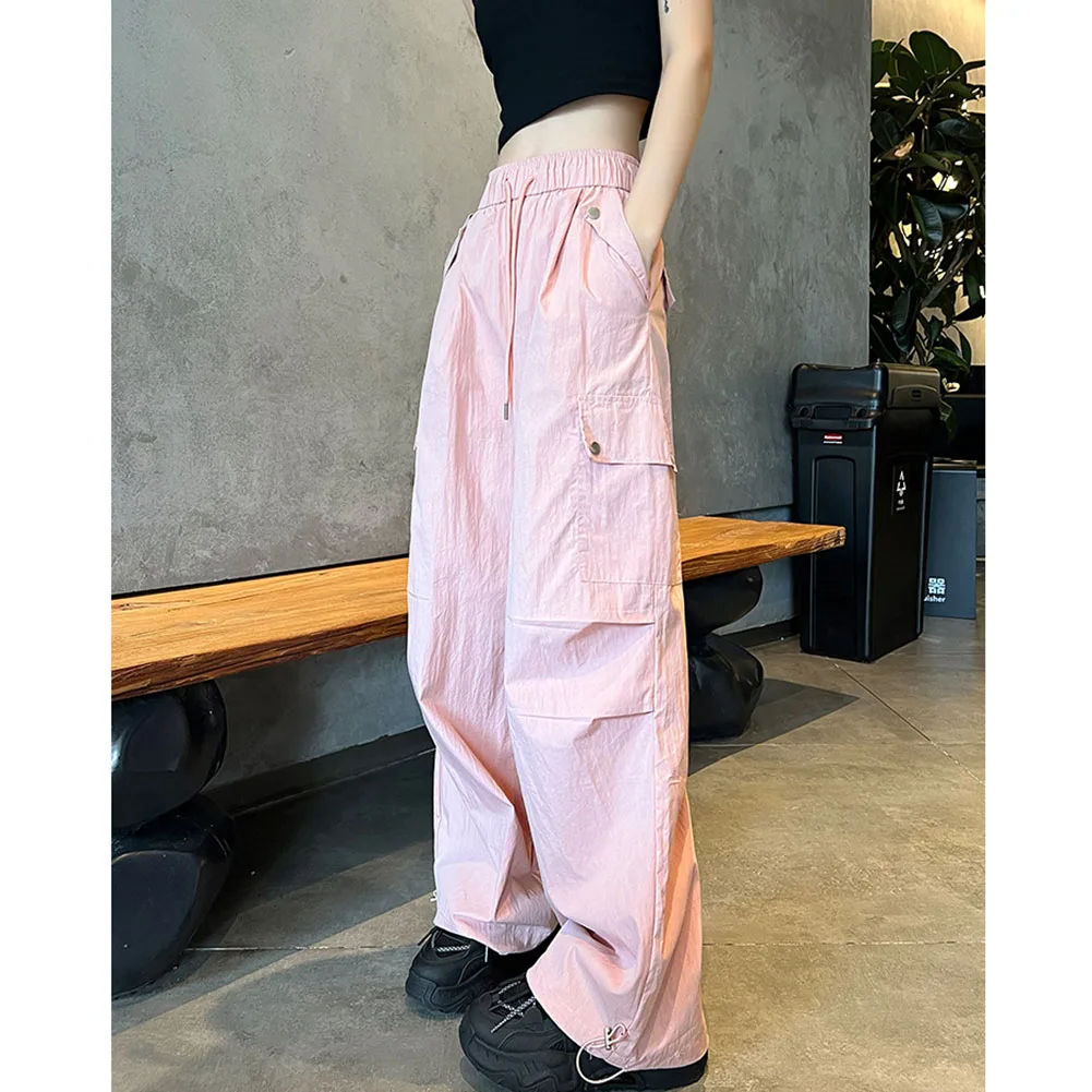 

Повседневные брюки-карго, идеально подходящие для лета, розовые быстросохнущие уличные брюки, широкая длина, обычная длина