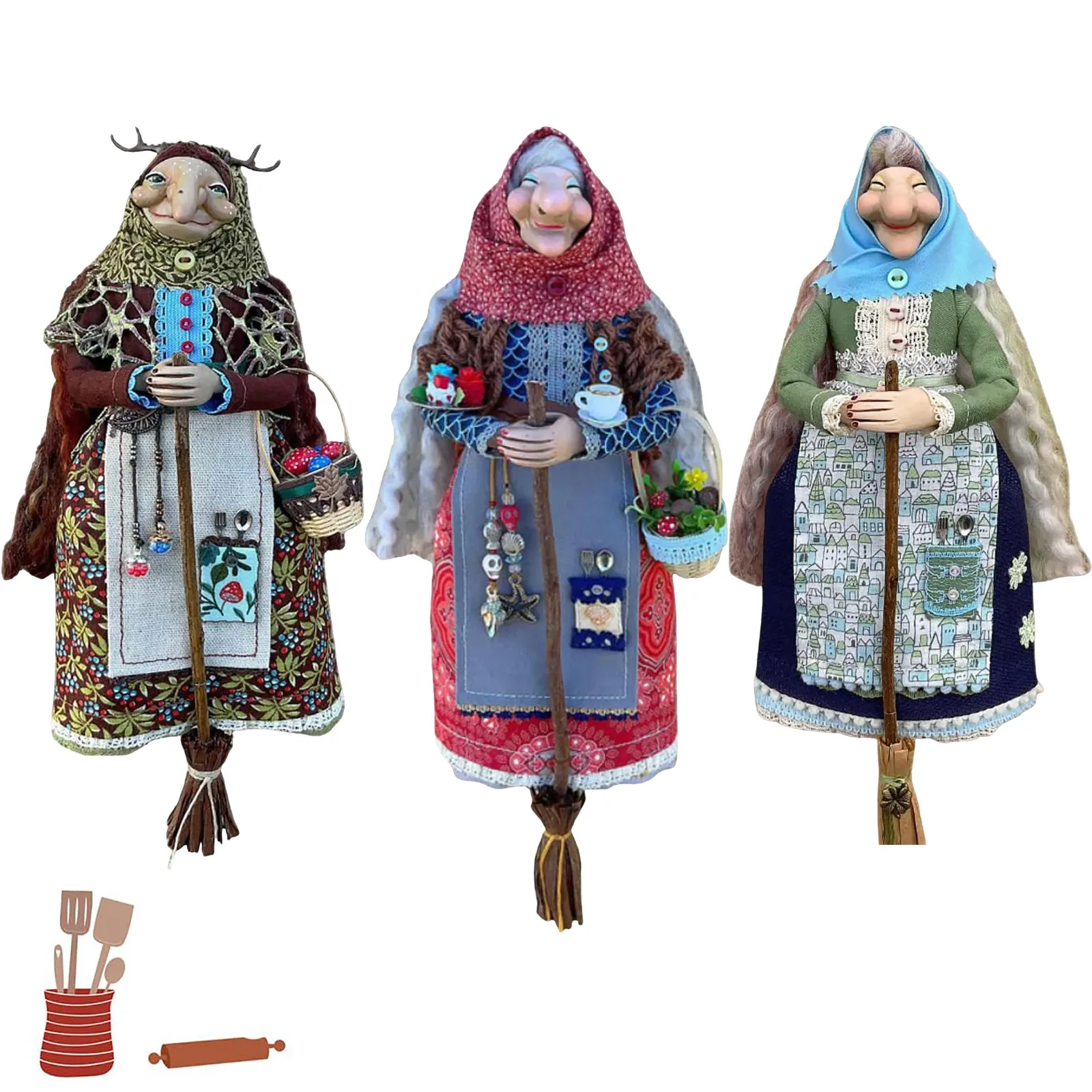 Handmade Kitchen Witch Doll, Magic Kitchen Witchs Decoration, Good Luck Cooking Doll Hang Ornament, Witchs Dolls Home Decoration