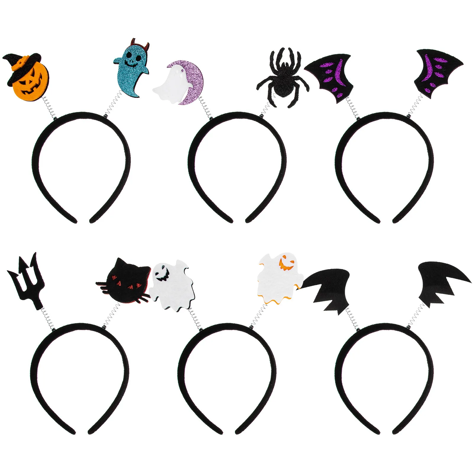 

6Pcs Halloween Party Headbands Premium Plastic Hairbands Lightweight Breathable Stage Performance Hair Hoops Kids Festival Hair