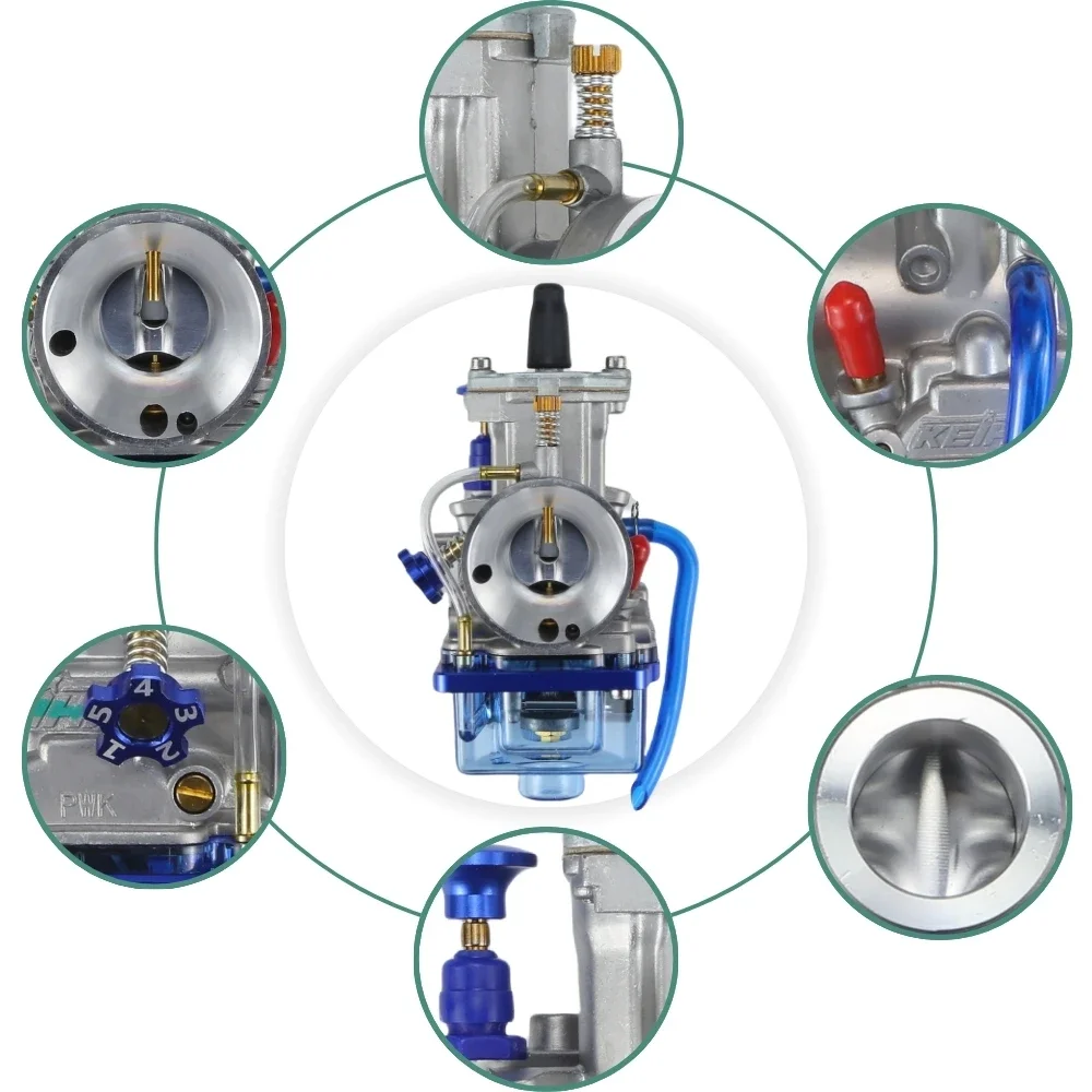 Universal Racing Carburetor - 24-34mm Blue Bowl for KEIHIN/KOSO/OKO/PWK 2T/4T Scooter/ATV/Dirt Bike (With Power Jet, Durable)