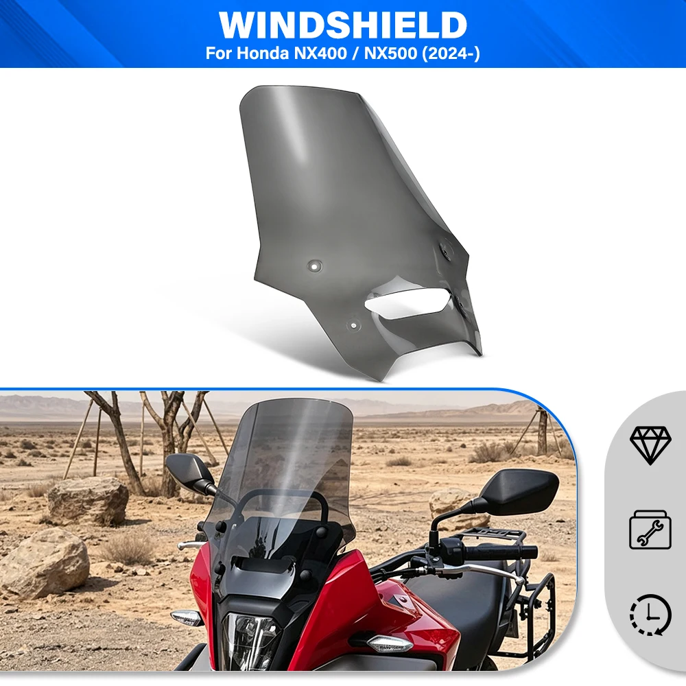 For Honda NX500 NX400 NX 500 NX 400 2024- Motorcycle Windshield Windscreen Heighten Windproof Wind Shield Deflector Accessories