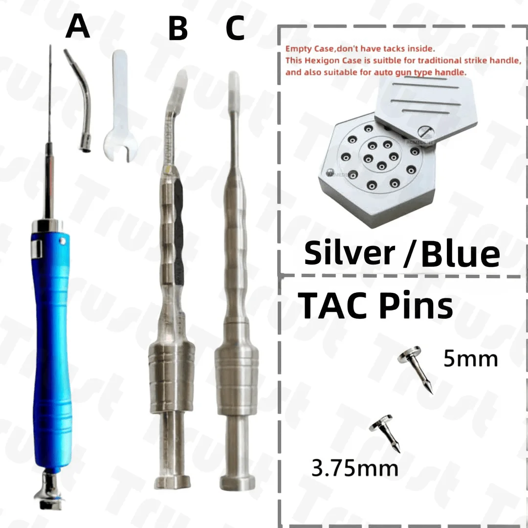 Dental GBR Bone Tack Pins Gun Bone Screws  Pin Box Auto Guide Straight & Curved Membrane Tacker for Effective Bone Augmentation