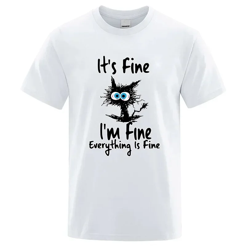 Modisches Herren-T-Shirt aus Hochwertiger Baumwollmischung mit Lustigem Katzen-Print, Lässiges Kurzarm-Shirt für Männer – Detail 6