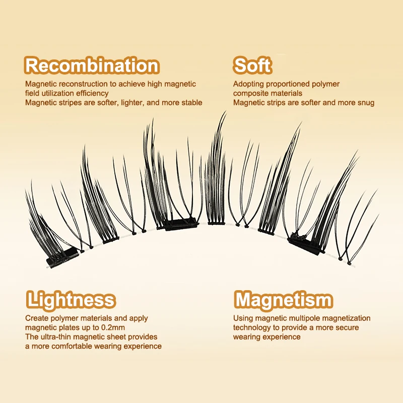 ZZ Magnetic Eyelashes Set 1 Pair Reusable No Glue Needed False Eyelashes With Magnetic Tweezers Curly Faux Lashes Makeup Tool