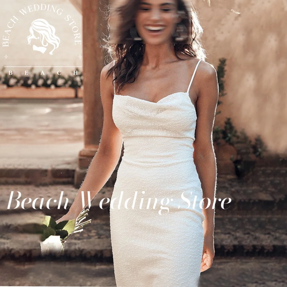 Vestido De novia De sirena con tirantes finos personalizado para playa sin espalda para novia Sweetheart Split Robe De Mariée diseño largo hasta el suelo