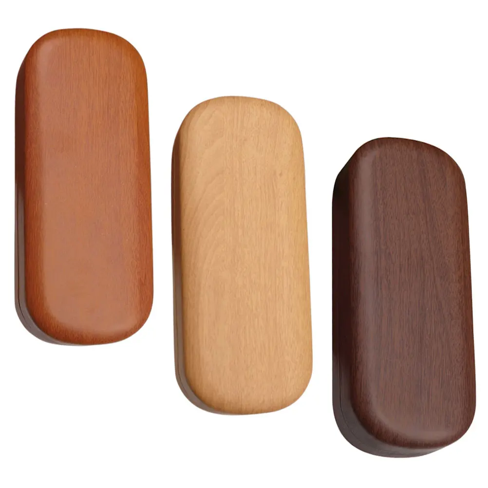 

3pcs Glasses Case Hard Shell Retro Wood Box Portable Brown Wooden Coffee Color for Travel Daily Use
