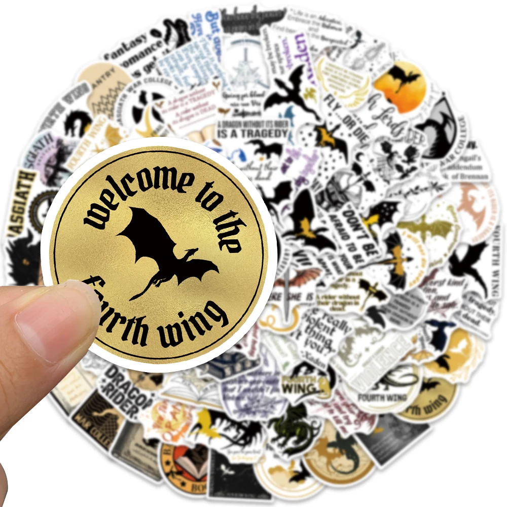 50/100pcs Classic Novel Fourth Wing Cartoon Stickers For Laptop Luggage Guitar Skateboard Waterproof Graffiti Vinyl Decals