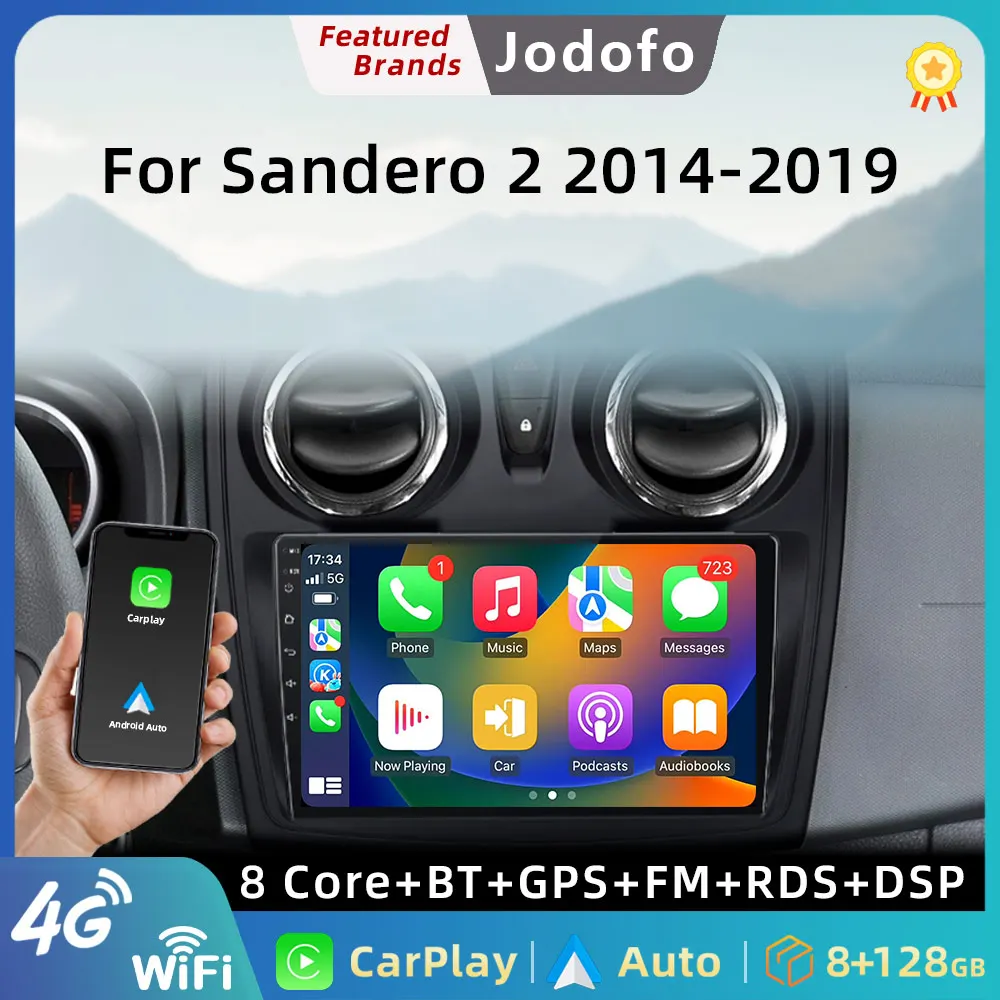 

Jodofo Car Radio Multimedia Video Player For Renault Logan 2 Sandero 2 2014 -2019 Symbol Android 12 2 Din Auto Carplay gps dvd