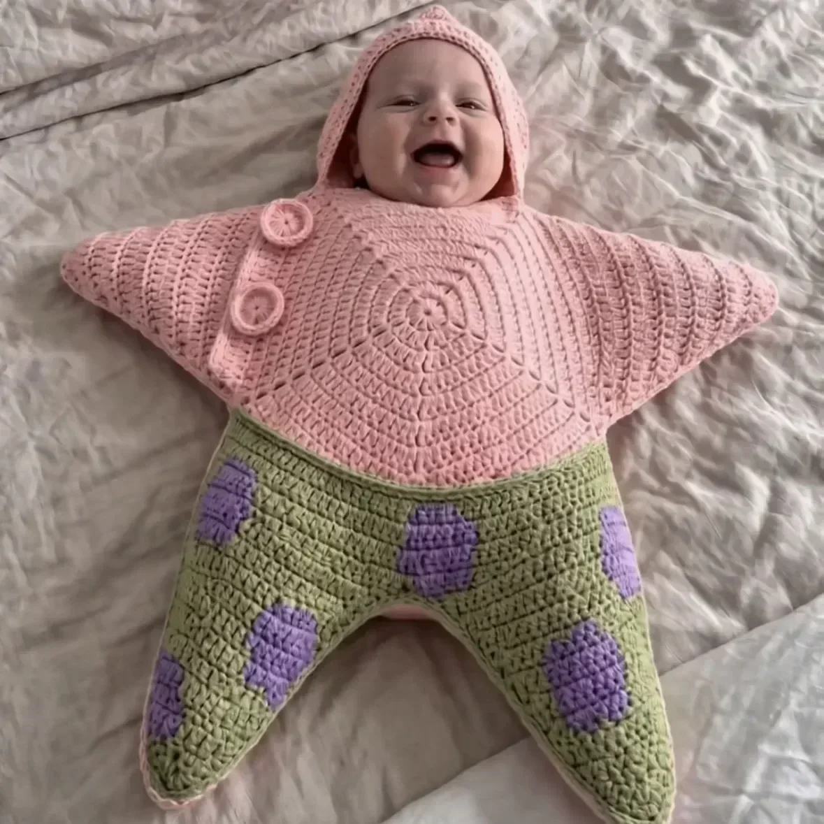 2026 Star Baby Cute Cartoon Rompers Hand Crocheted Yarn Knitted Starfish Jumpsuit Baby Clothes Spring Autumn New