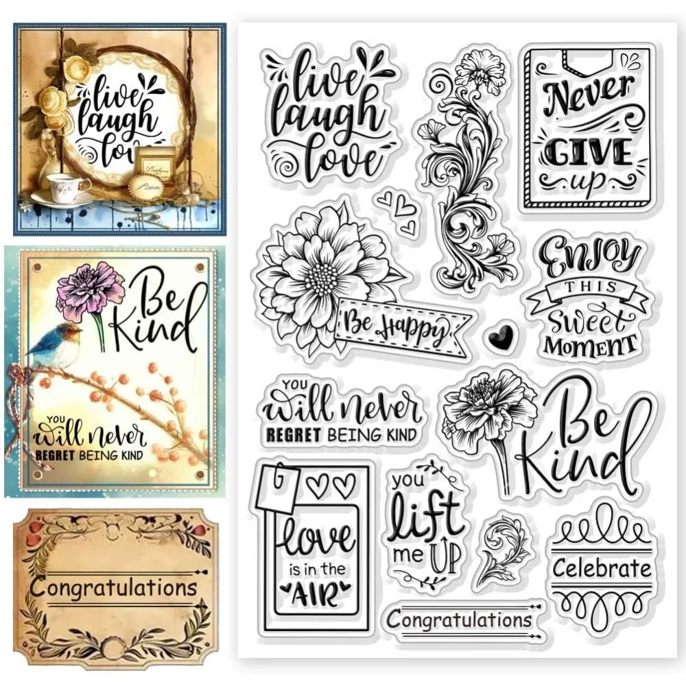 Blumen Segen Klare Stempel Pflanzen Transparente Stempel Silikon Klare Stempelsiegel für Scrapbooking Fotoalbum Dekoration