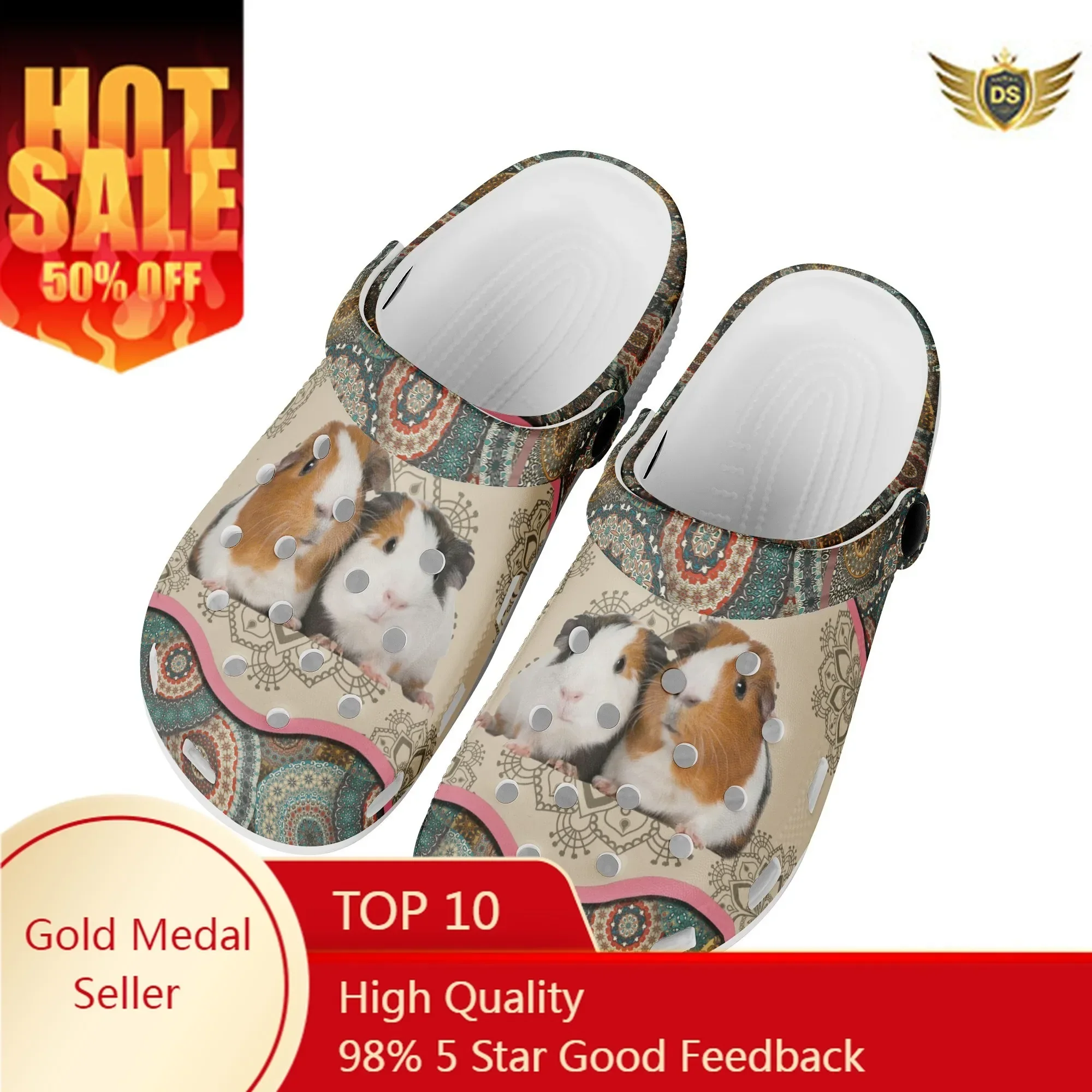 

Guinea Pig Tribal Design Casual Sandals Outdoor Indoor Non-slip Heel Strap Garden Shoes Lightweight Flats Slippers Female