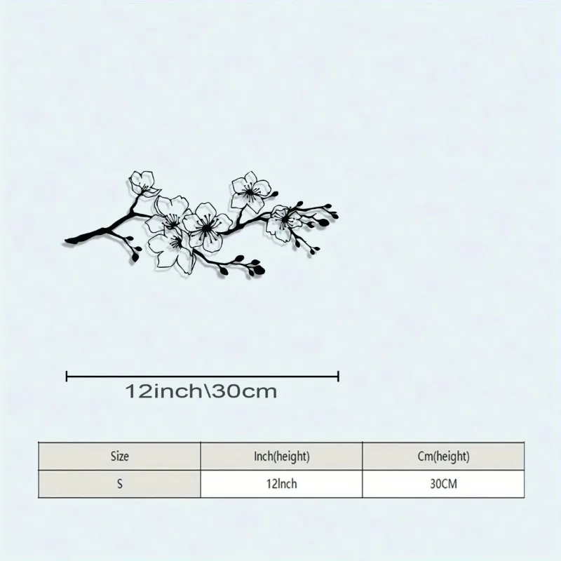 Black Cherry Blossom Metal Wall Art, Modern Iron Decor for Living Room