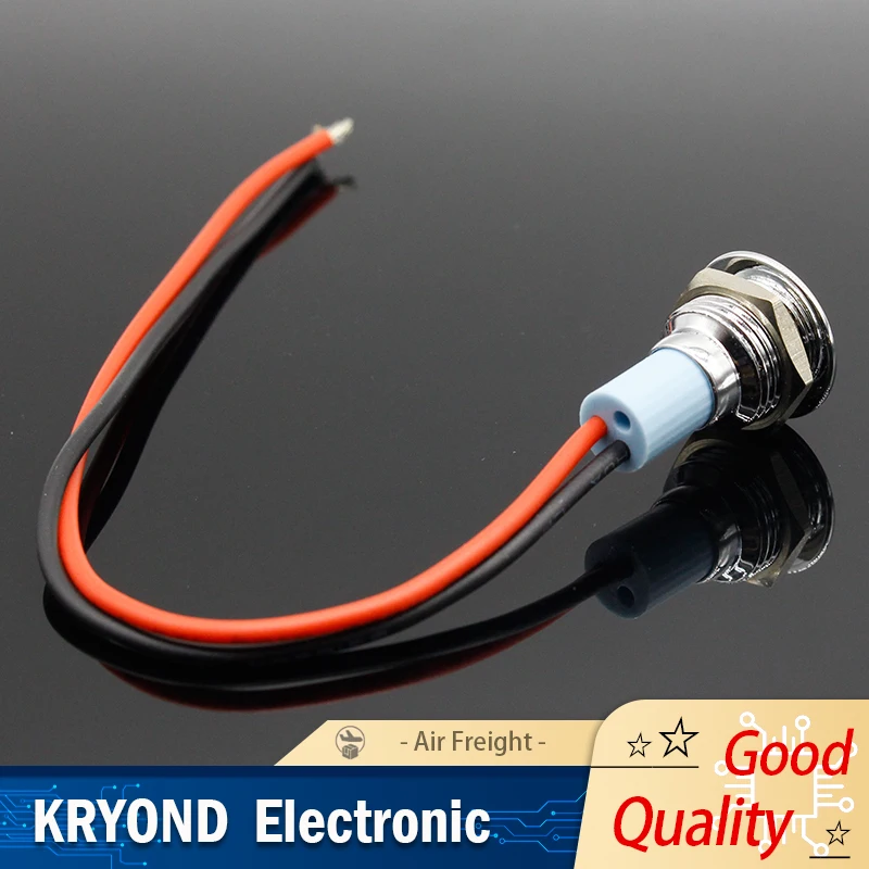 Lampada di segnalazione indicatore rotondo piatto in metallo impermeabile da 12 mm 3V 6V 12V 24V 220V con cavi rosso giallo blu verde