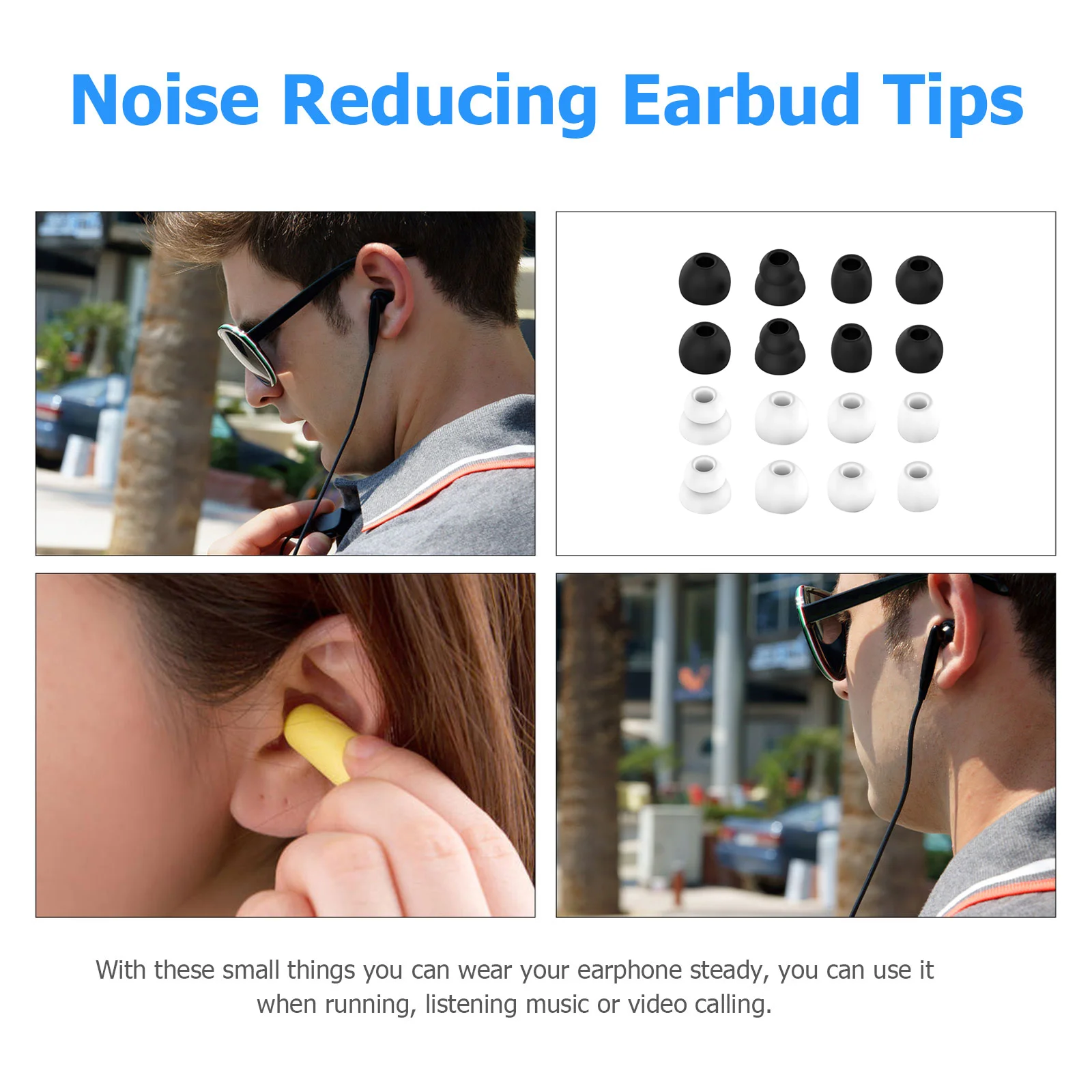 2 Sets Ear Plugs Caps Practical Earbuds Tips High Quality Soft Headphones Cushion Black Replacement Earpads