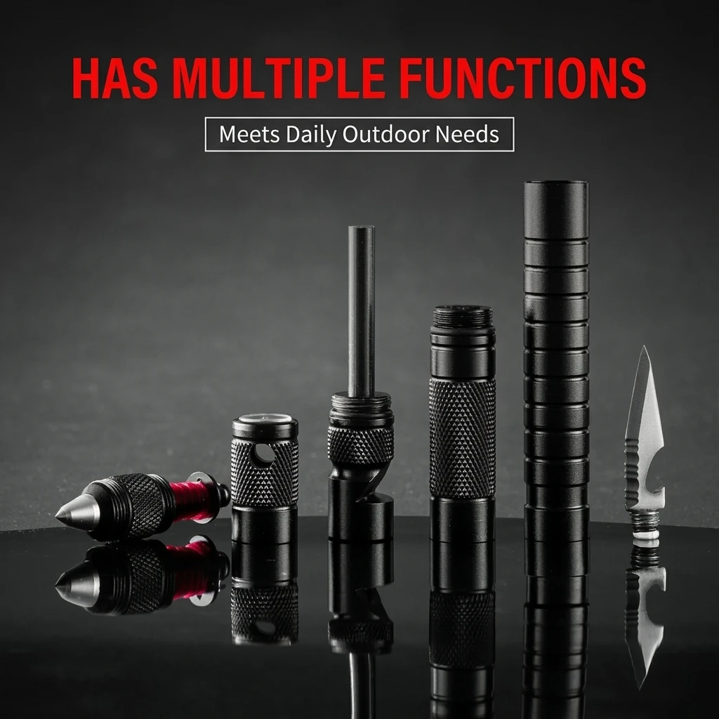 YGTITAN Heavy Duty Tungsten Steel Pen Fire Striker Survival Gear Camping For outdoor Adventure Fishing Hiking Emergency Whistle