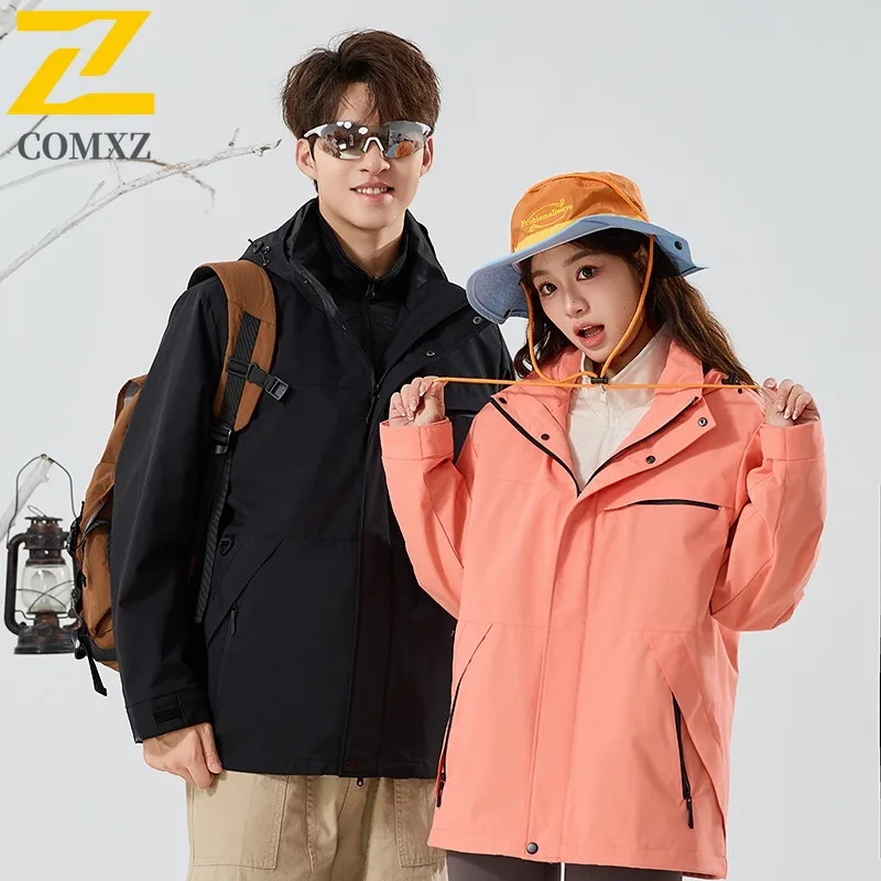 COMXZ Men Down Jacket Solid Color Lightweight Warm Outdoor Adventure Skiing Puffer Jacket Mountain-Climbing Hooded Winter Jacket