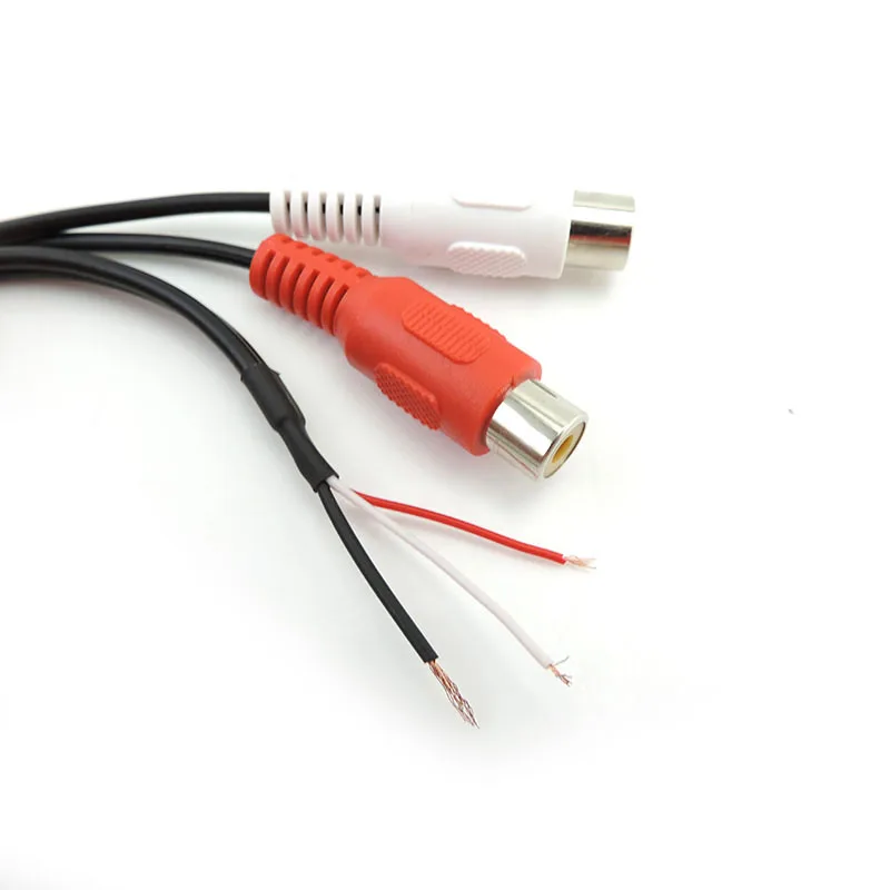 2 Way Dual RCA Male Female Connector Extension Copper Cable Shielded Wire Car Audio Red White Wire 20cm for Car Rear Sight  s1