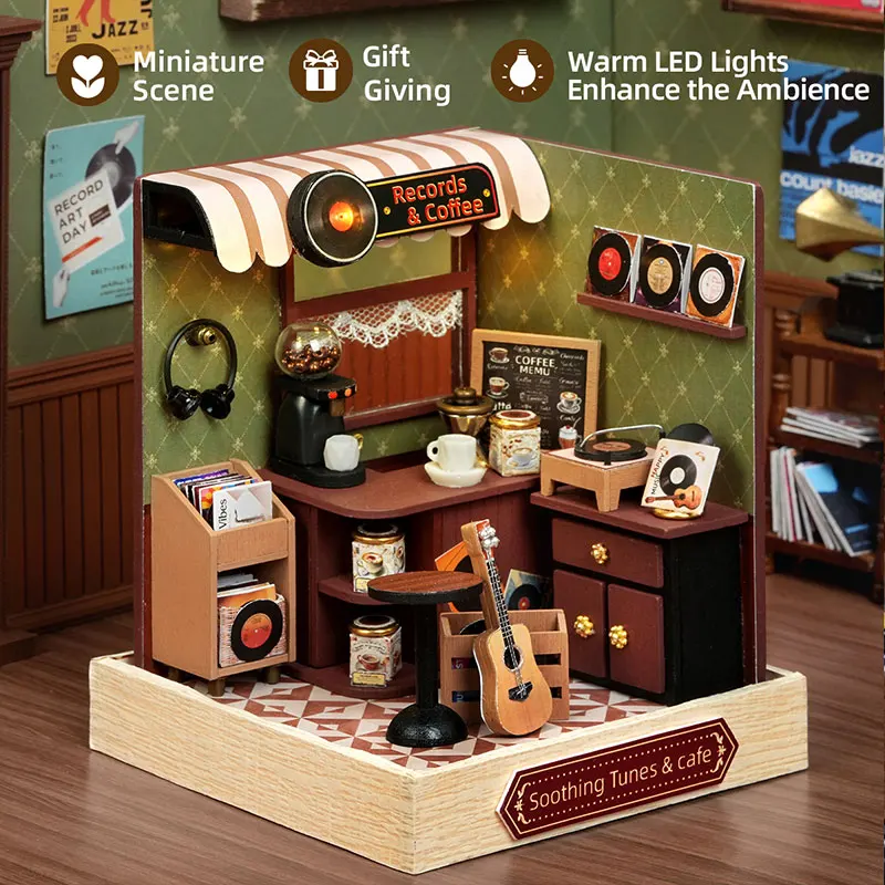 Mini-Puppenhaus DIY Kleines Haus-Set Handgefertigtes 3D-Puzzle Bausatz Modellbau Heimdekoration Holzhandwerk Puppenhäuser Spielzeug Geschenk – Detail 4