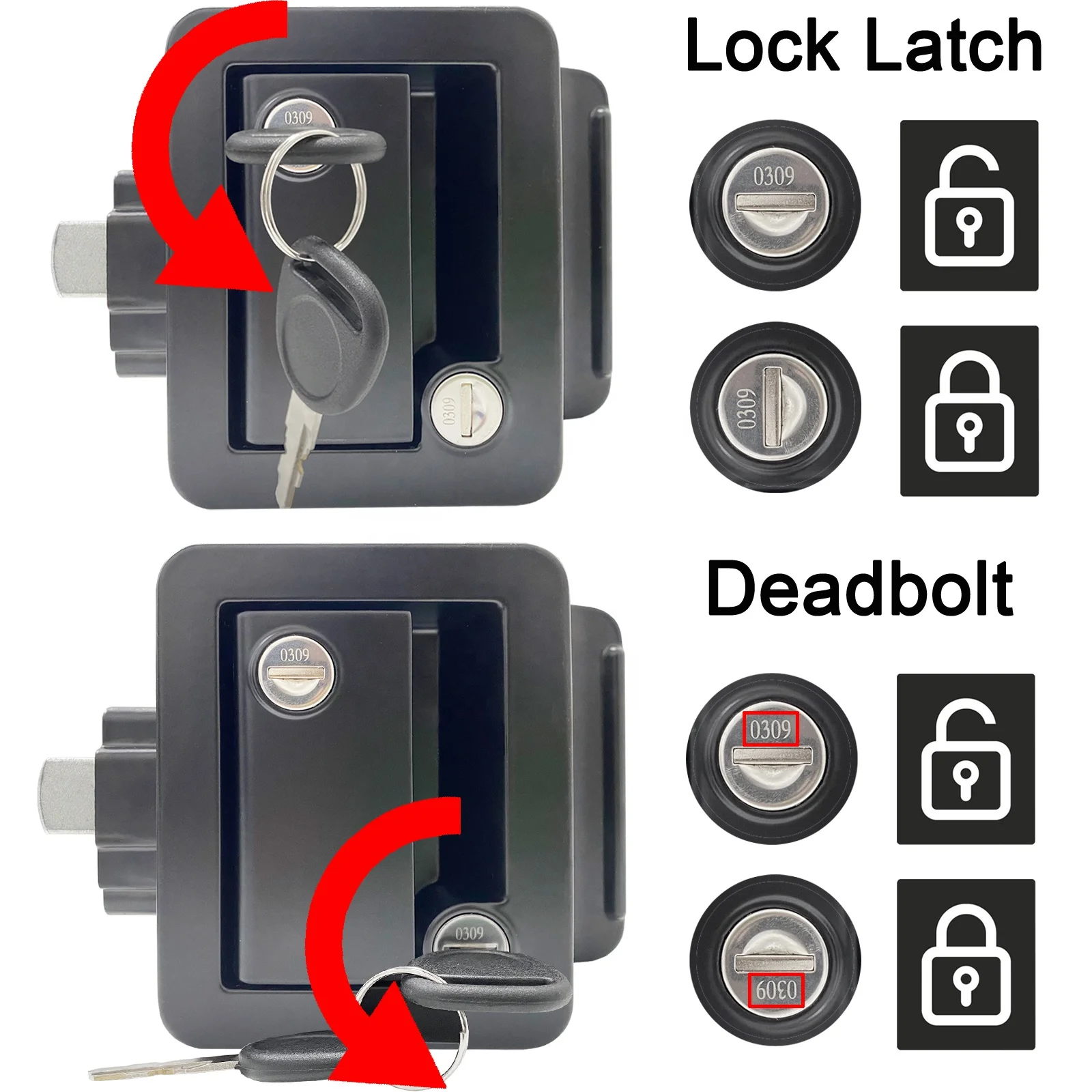 GL-12136 RV مقطورة قفل شاحنة قافلة دخول قفل باب السيارة قفل باب RV #5
