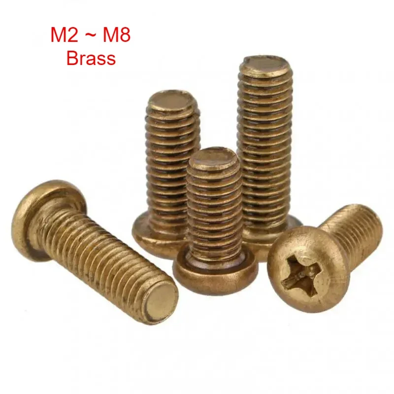1 ~ 30szt Mosiężne śruby z łbem okrągłym Phillips Śruby z łbem walcowym M2 M2.5 M3 M4 M5 M6 M8