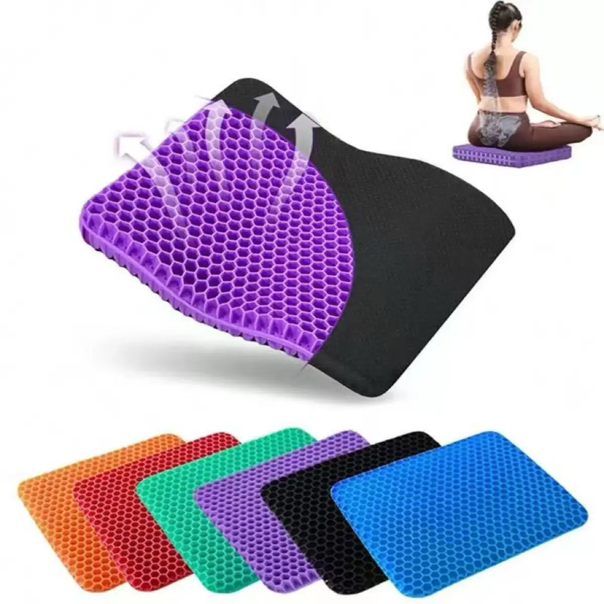 Gel Seat Cushion Summer Breathable Honeycomb Design For Pressure Relief Back Tailbone Pain - Home Office Wheelchair Chair Cars