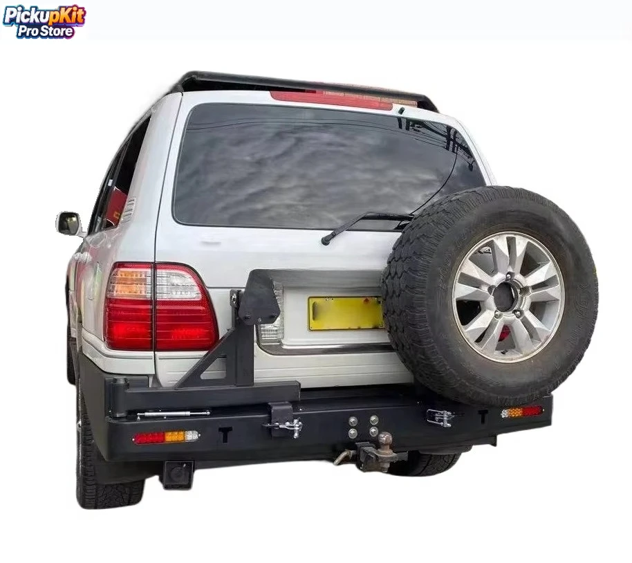 

Heavy-Duty Off-Road Steel Rear Bumper with Spare Tire Mount for LX470 LC100 Tibet
