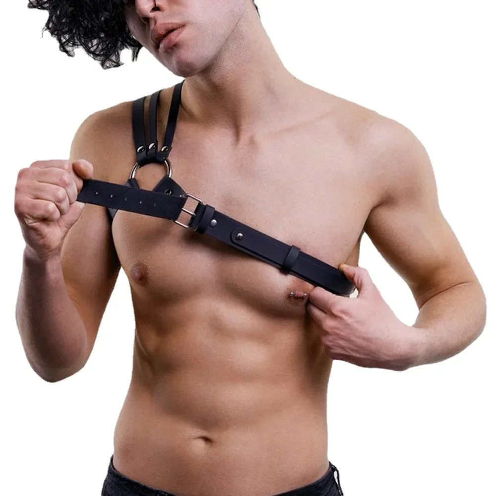 

Punk Men Body Harness PU Leather Sexy Bondage Belt Gothic Erotic Suspender Strap