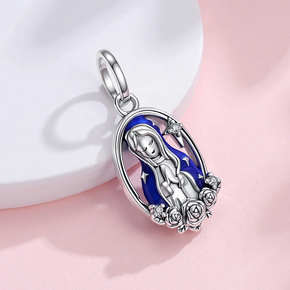 925 Sterling Silver Guadalupe Virgin Mary Pendant Star Rose MadonnaCharm Jewelry Making For Classic Bracelet Ladies DIY Gifts