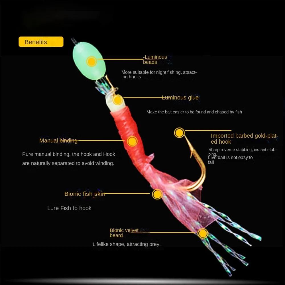 طُعم صناعي لصيد المياه العذبة والمياه العذبة ، طُعم صيد ، طُعم ، مضيء ، سابيكي ، مطاط ، خطاف صيد ، 9 أحجام ، 6.