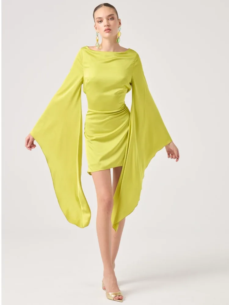Blifanbo manches longues tache élégante Mini robe femmes dos nu moulante mode O cou mince solide mode Sexy Club robe de soirée