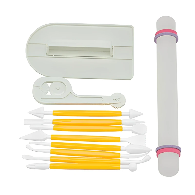 11pcs/set Baking Tools Cake Scraper Smoother Adjustable Fondant Spatulas Household DIY Kitchen Tool Paste Rolling Pin TMZ