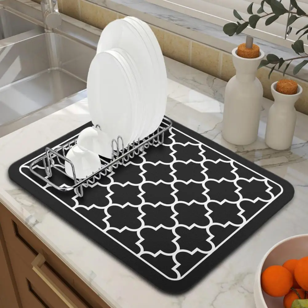 Roll-up Dish Drying Mat Absorbent Dish Drying Mat for Kitchen Counter with Rubber Backing for Coffee for Kitchen