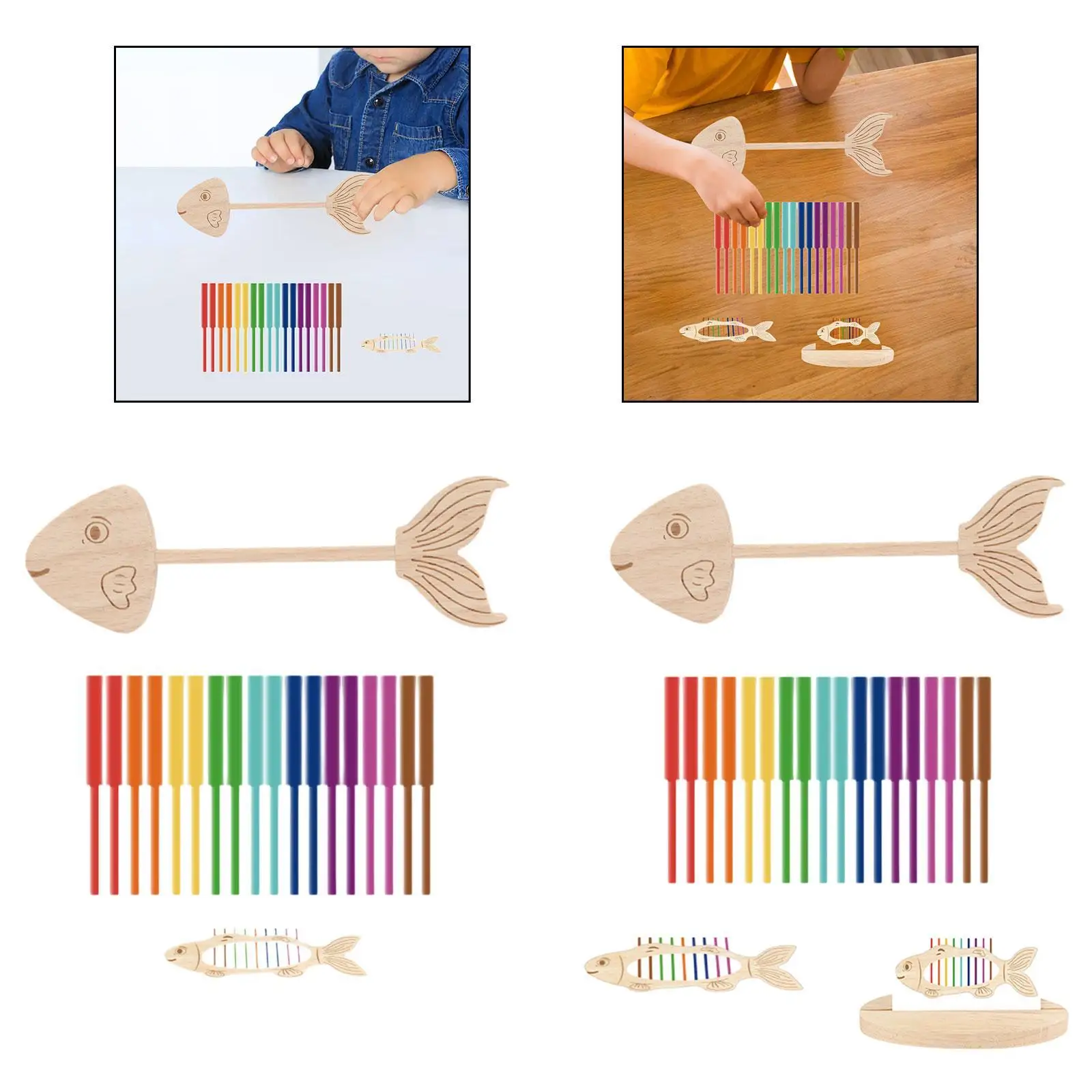 Jouet d'activité de tri d'os de poisson pour les enfants apprenant la reconnaissance et la coordination des couleurs