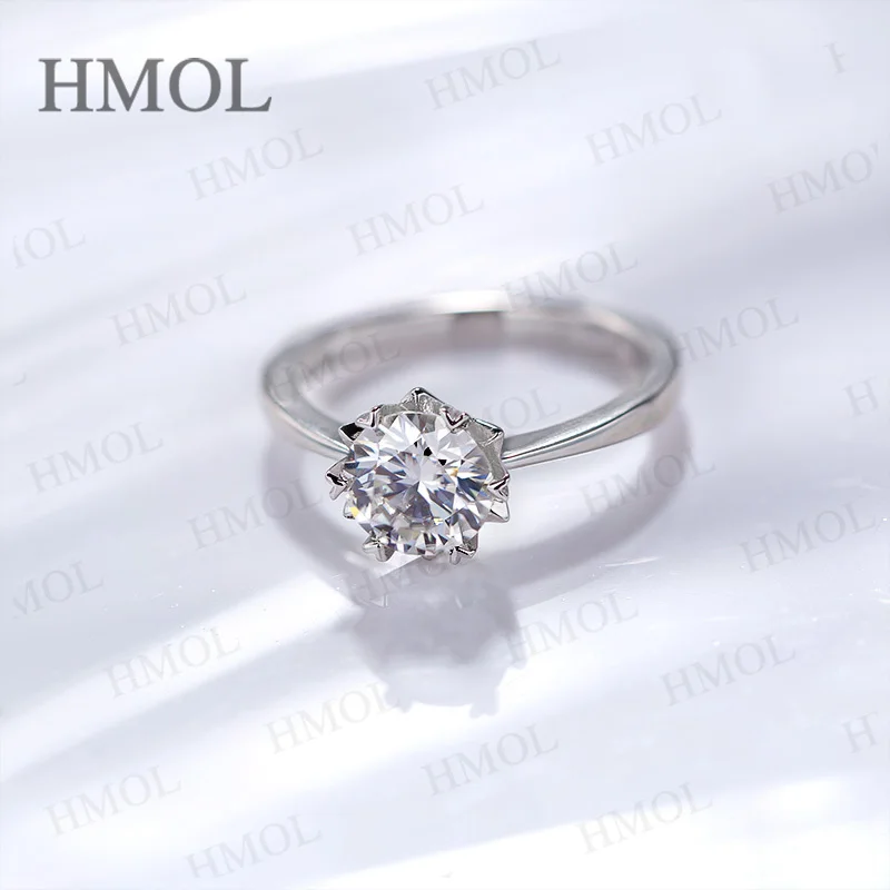 

Snowflake Band Moissanite Ring Straight-Arm Classic Pattern with Round Cut VVS1 Stone 925 Sterling Silver Vintage Wedding Ring