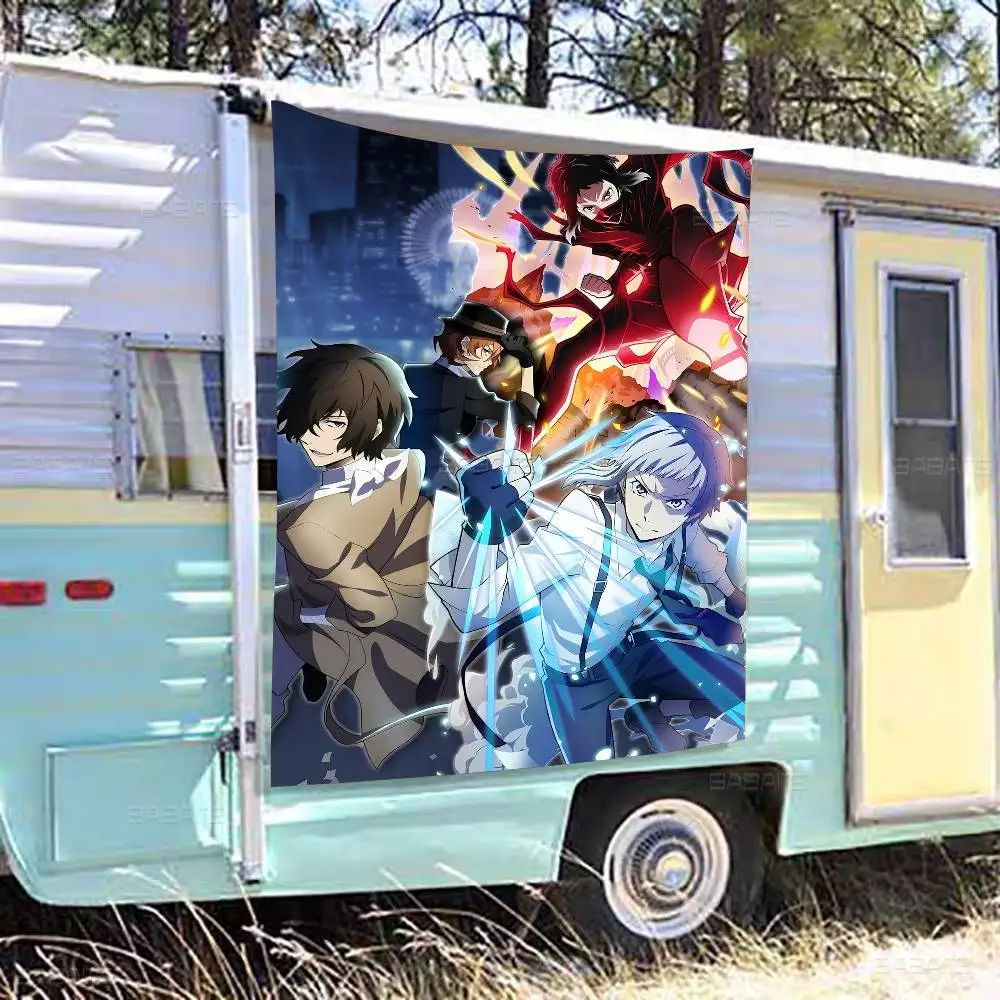 Japanese Anime Bungo Stray Dogs Vintage Cartoon Flag Wall Hanging Banner Decoration Household Home Decor