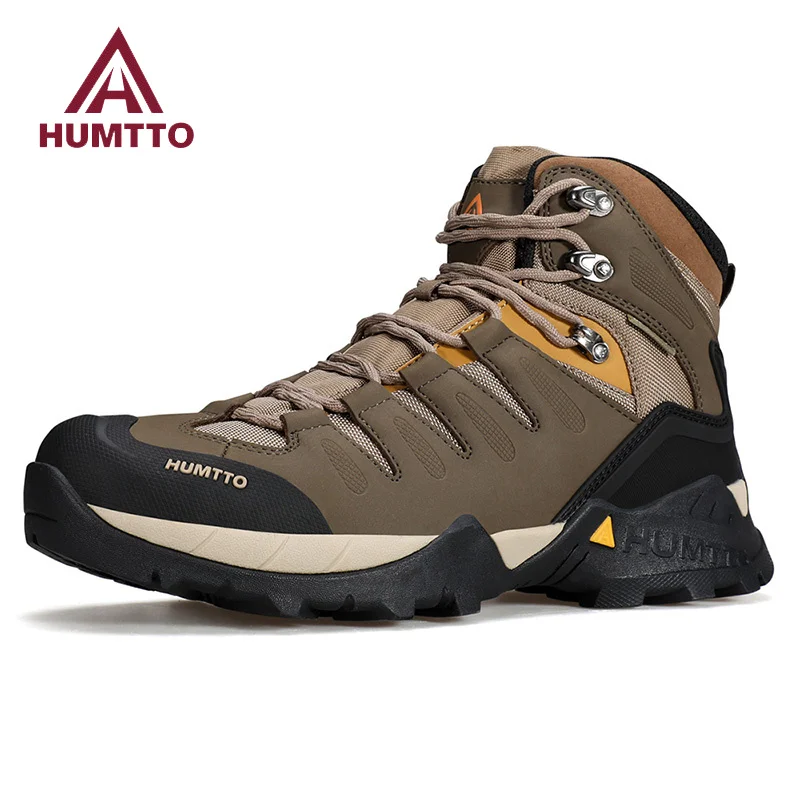 HUMTTO Hiking Shoes Genuine Leather Outdoor Men's Sports Shoes Non-slip Winter Safety Sneakers Breathable Trekking Boots for Men