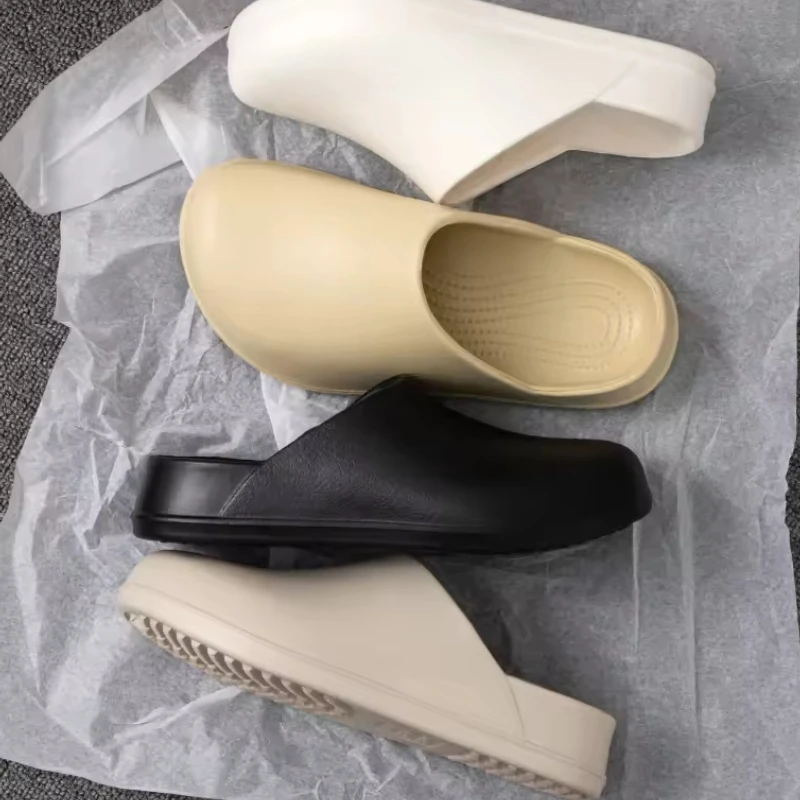 

Mens Kitchen Chef Shoes Waterproof Garden Clogs Closed Toe Half Shoes Rubber Slippers Restaurant Hotel Working Summer Beach