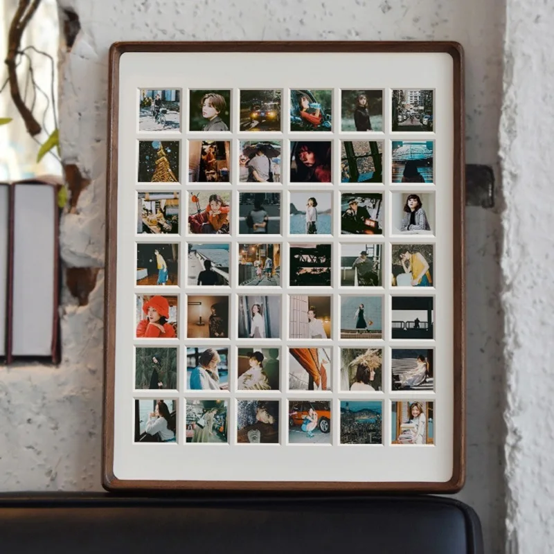 Black Walnut Wood Frame G-Style Wall-Mountable 12-Grid Natural Rounded Corner Picture Frame Solid Wood Frame for Photos