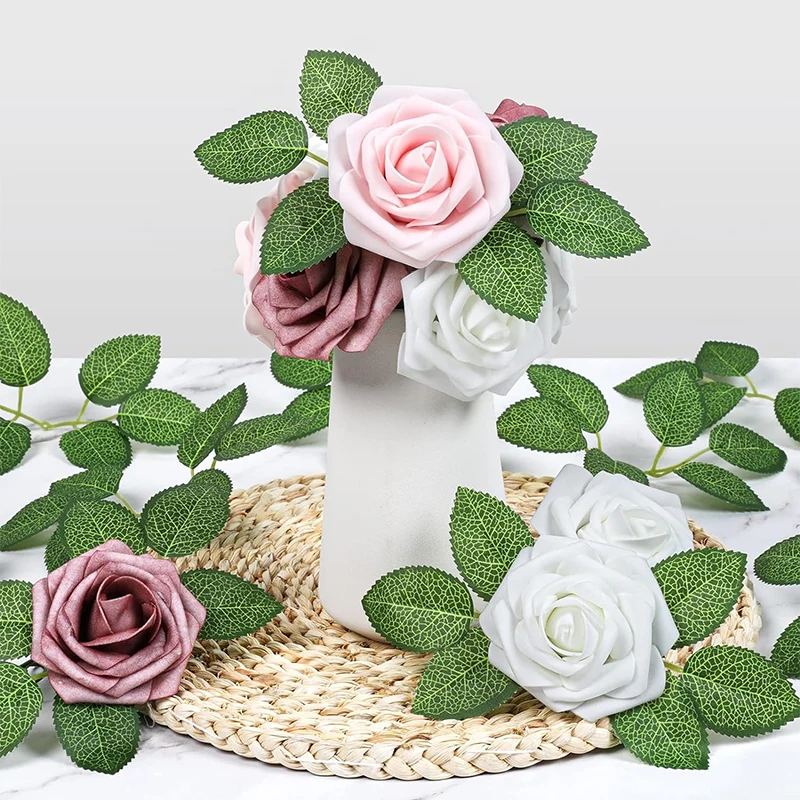 10/20Pcs 녹색 인공 잎 장미 잎 장식 홈 장식  - Home Decor Garland 리뷰 및 가격