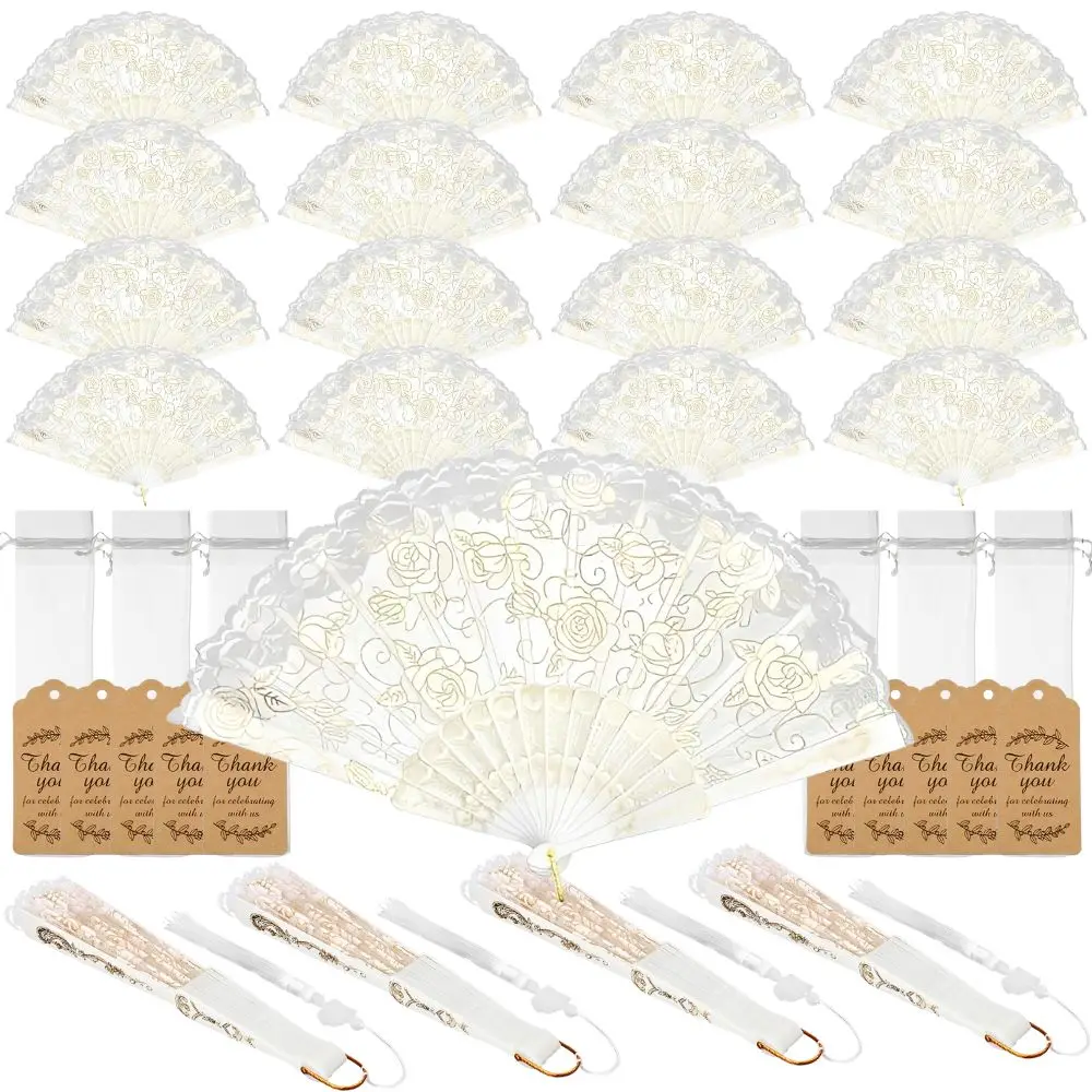 12/24/36 piezas de Abanicos Plegables de Encaje Floral Clásico, Elegante Accesorio Nupcial para Regalos de Recuerdo en Bodas y Fiestas YMY