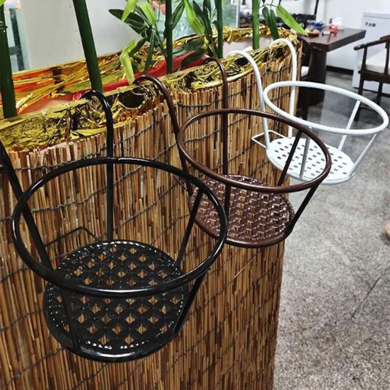 Hanging Railing Flower Pot Holder Balcony Plant Basket On Metal Fence Rail, Wrought Iron Hanging Basket, For Indoor Outdoor  Use