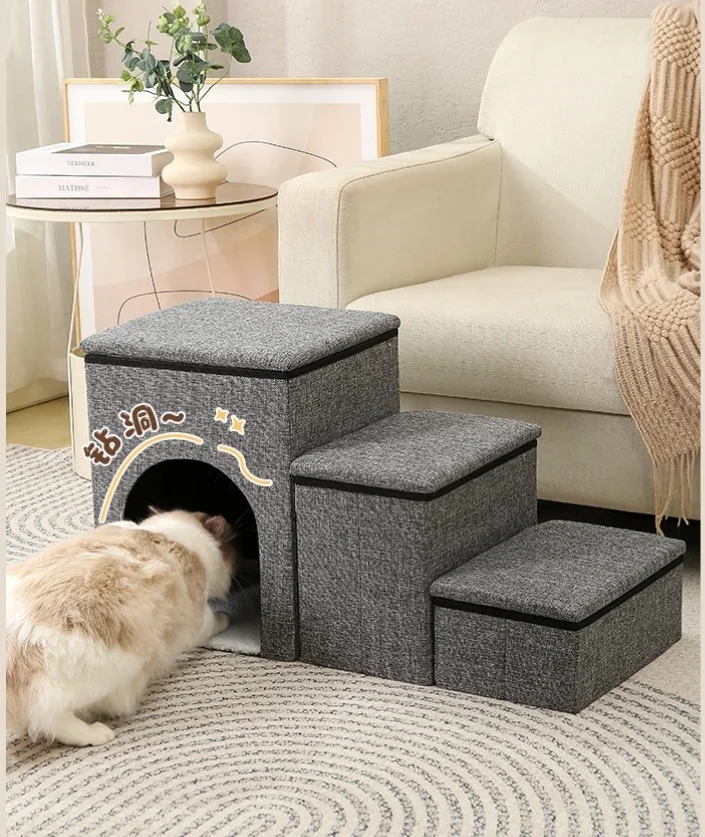 3 Steps Multi Functions Folding Dog Puppy Cat Ramp Ladder Foldable Storage Pet Stairs